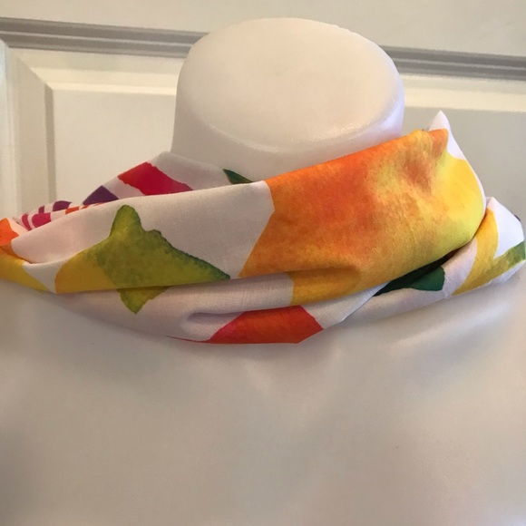 NWOT Lush Vibrant Multi coloured Scarf with Small ball tassels - Picture 5 of 8